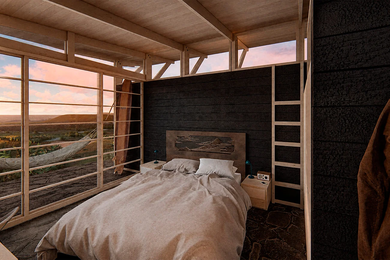 Aku Hare — dormitorio con vista al mar