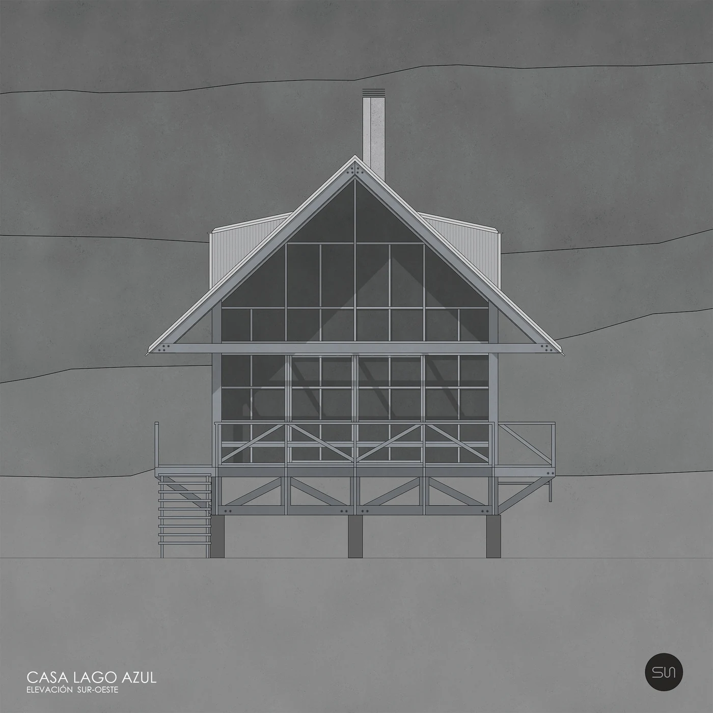 Cabina Lago Azul — elevación norte