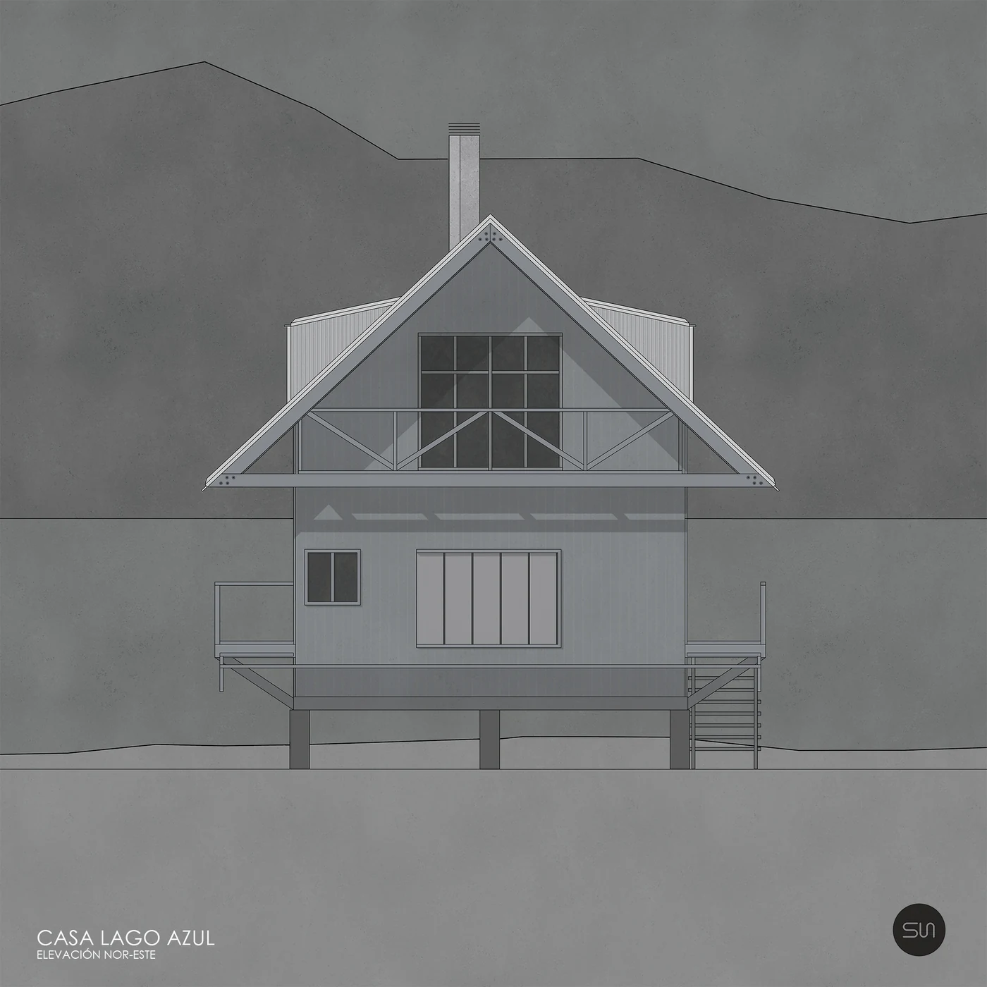 Cabina Lago Azul — elevación oriente