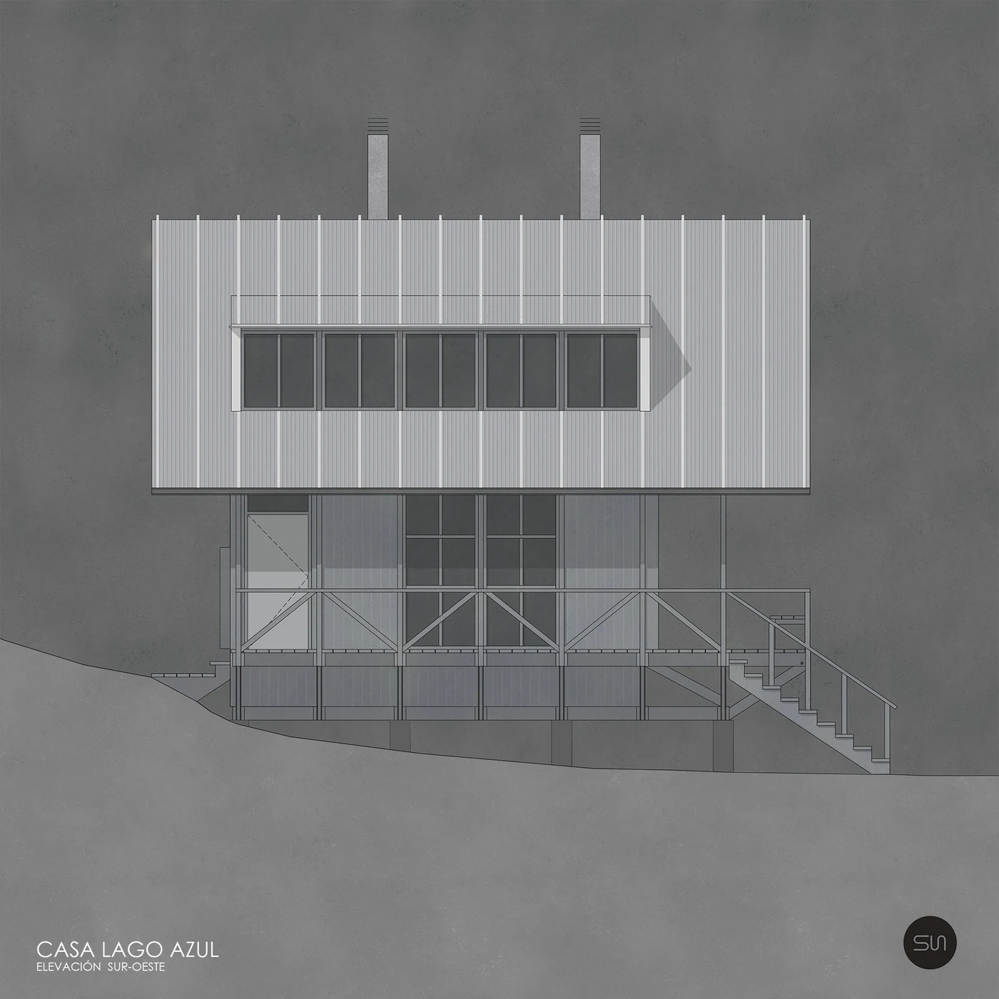 Cabina Lago Azul — elevación poniente