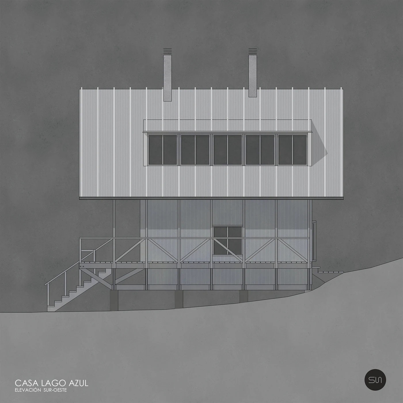 Cabina Lago Azul — elevación sur
