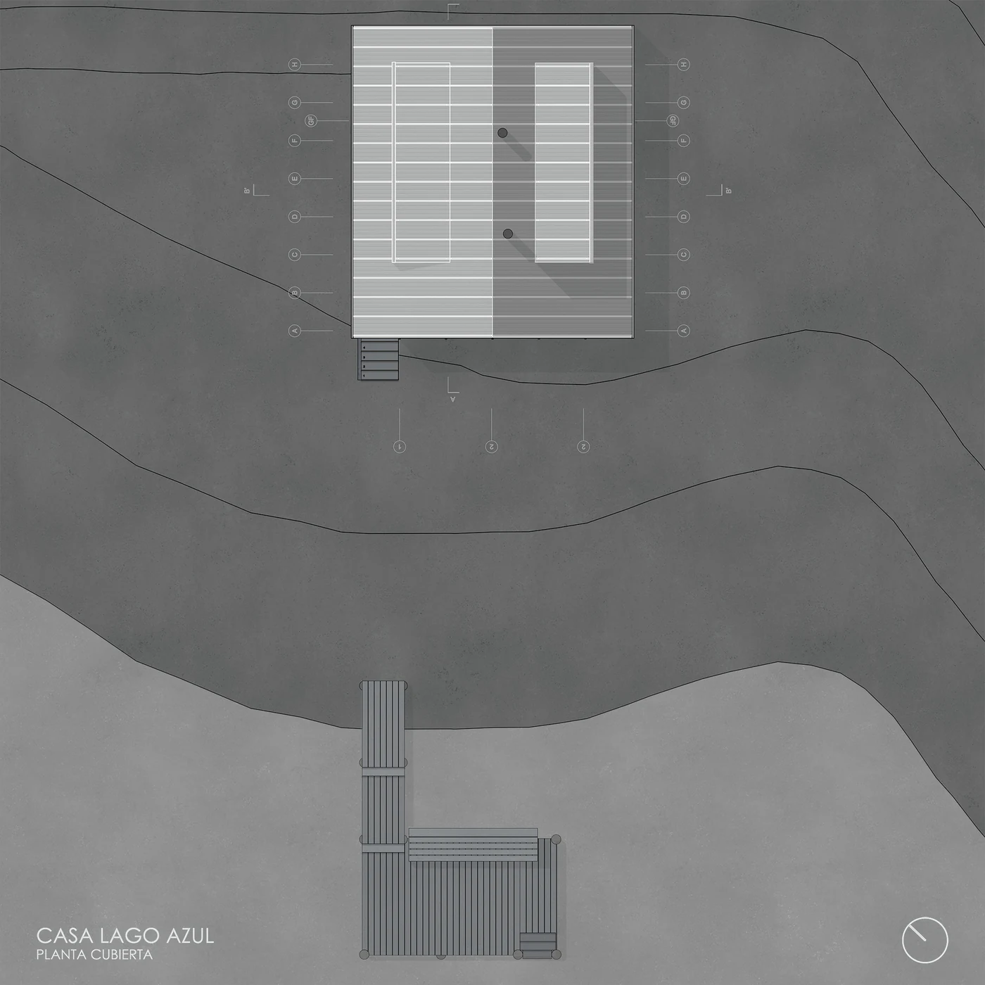 Cabina Lago Azul — planta de cubierta