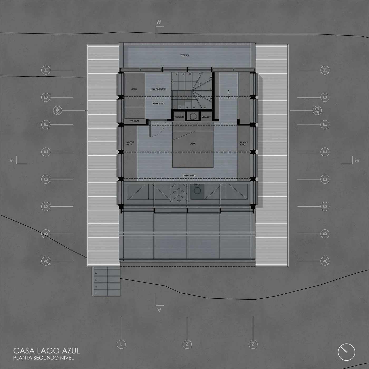 Cabina Lago Azul — planta del segundo nivel