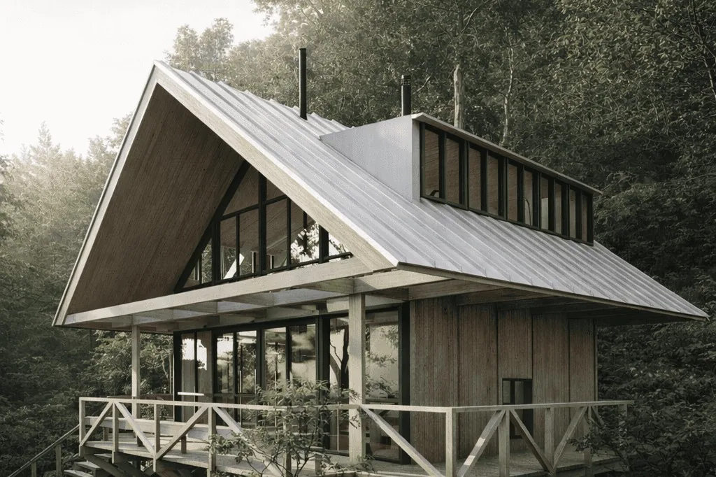 Cabina Lago Azul, Cochamó — exterior de madera en el bosque