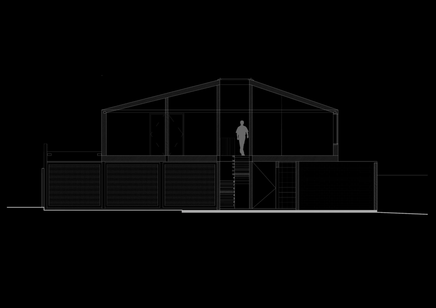 Casa Apolo — corte longitudinal