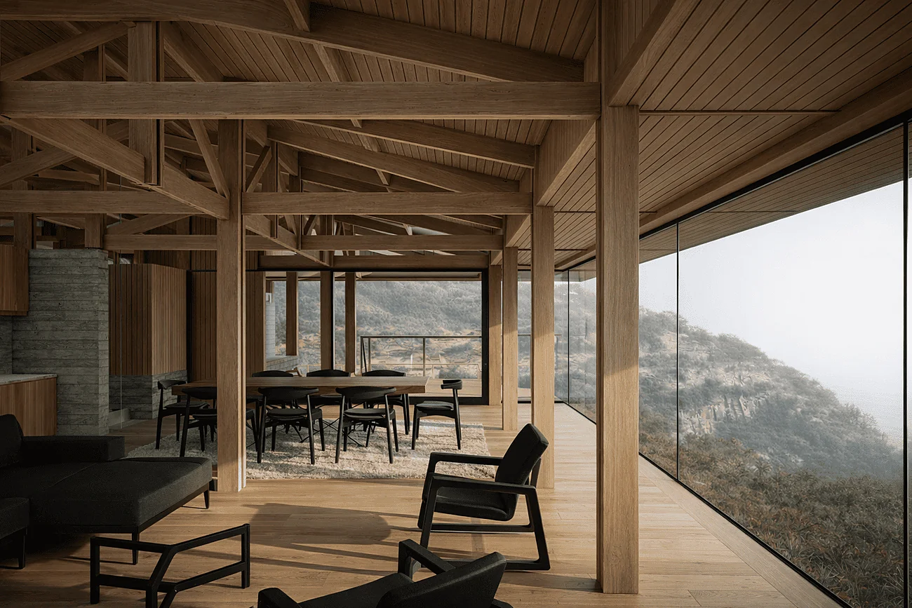 Casa CK — estar y comedor abiertos al mar