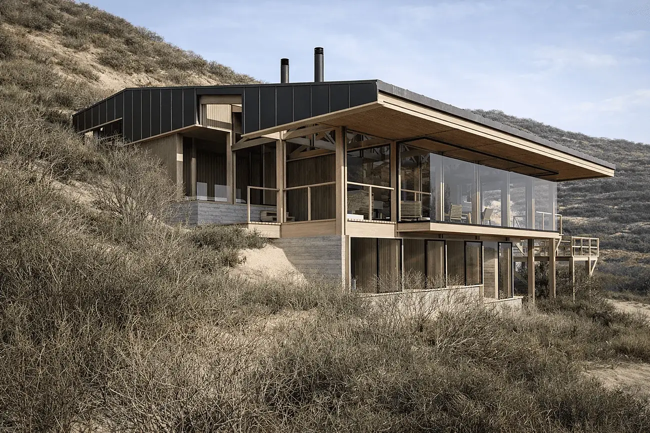 Casa CK — terraza sobre la ladera con vista al mar