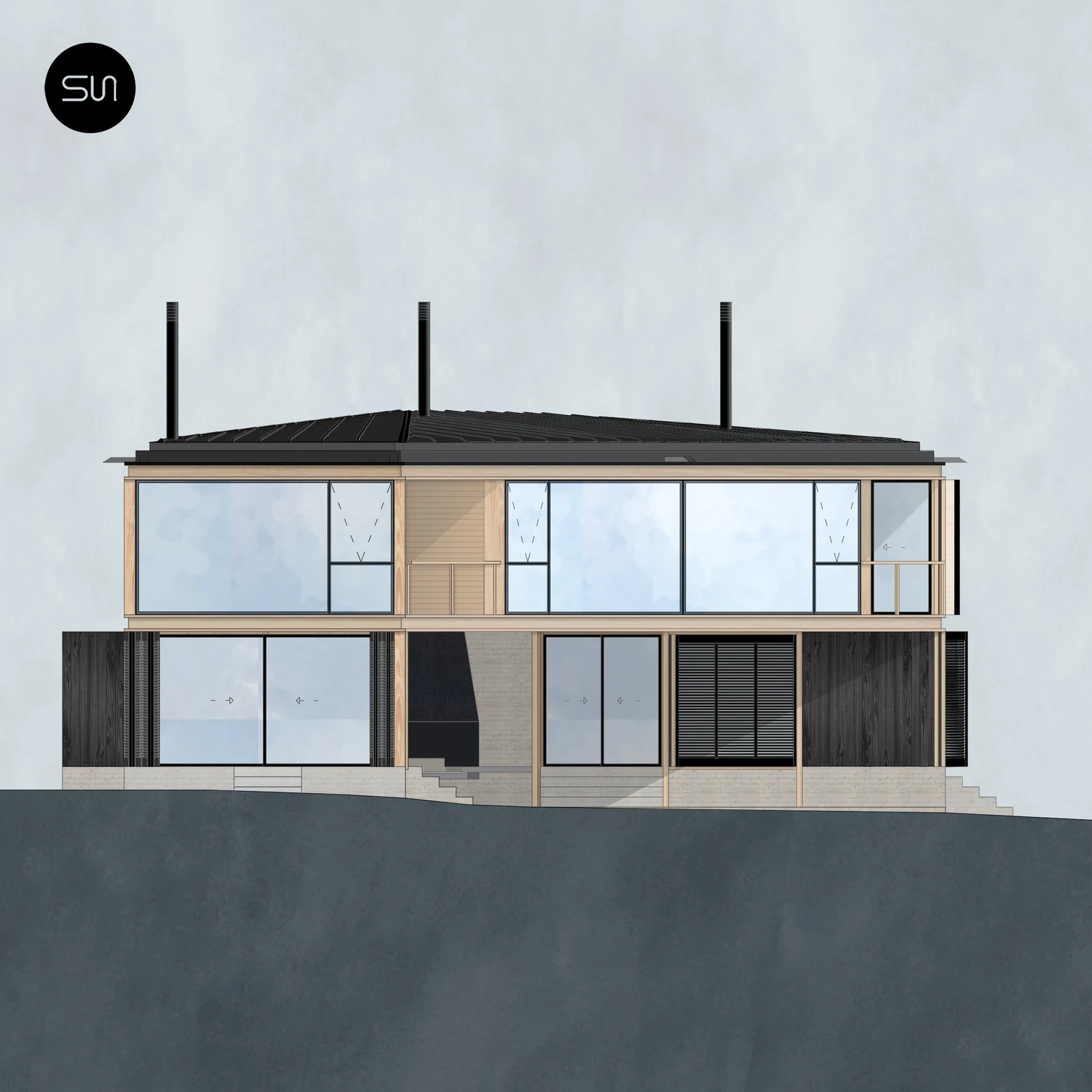 Casa Dos Hermanos — elevación a color