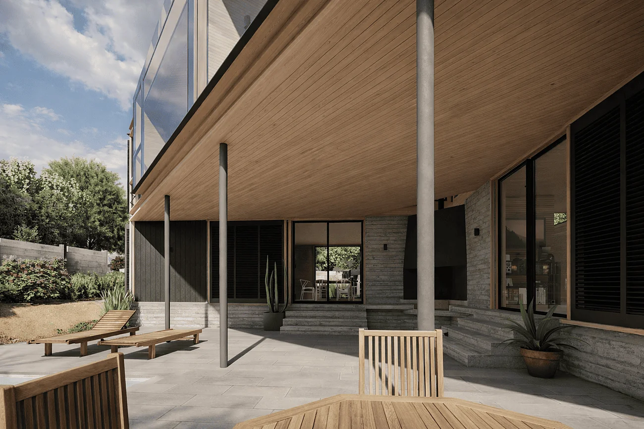 Casa Dos Hermanos — terraza y piscina compartida