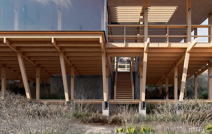 Casa KB — detalle de la estructura de madera