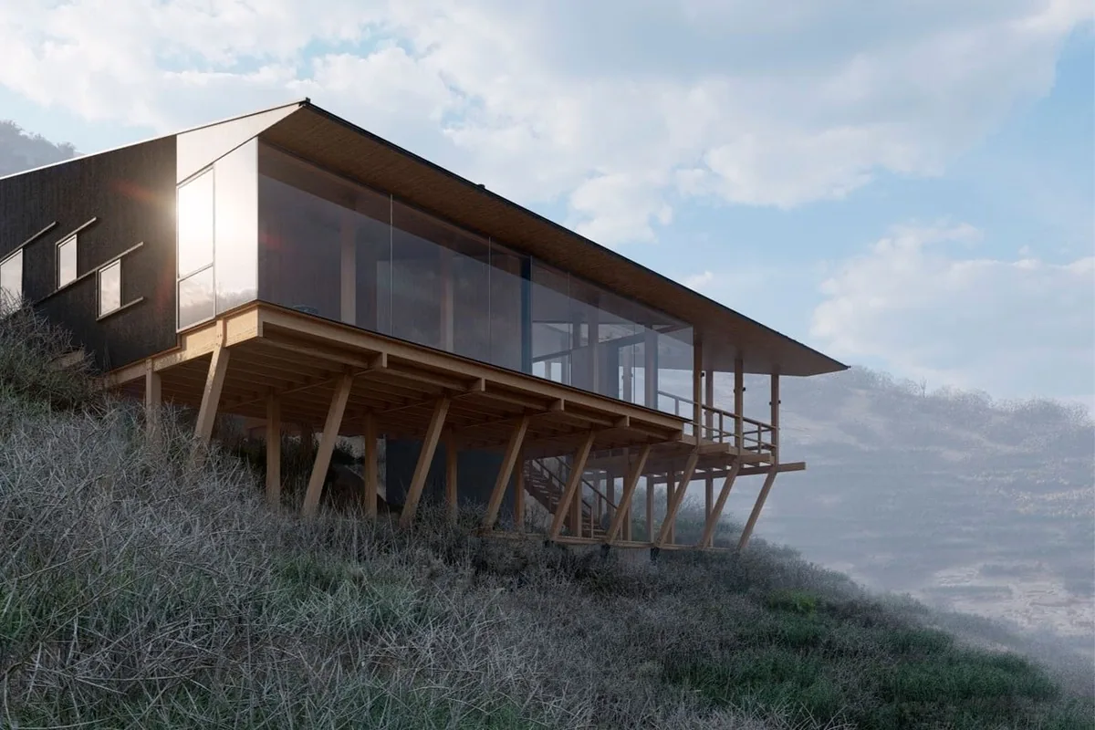 Casa KB, Punta Pite — vivienda de madera sobre el acantilado con vista al océano