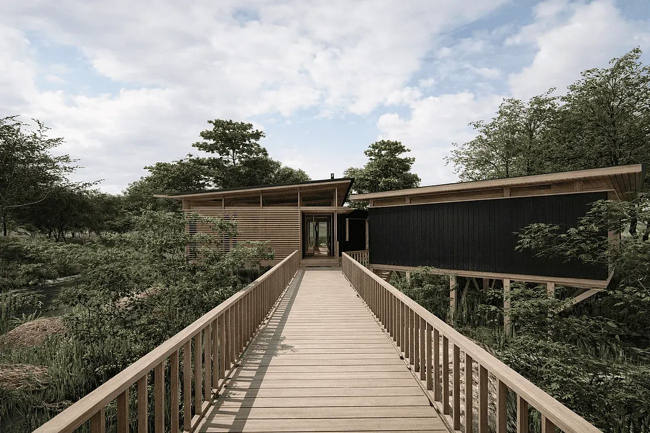 Casa KZ — pasarela de acceso entre volúmenes