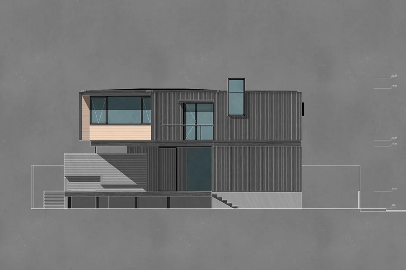 Casa Laguna — elevación renderizada de la vivienda