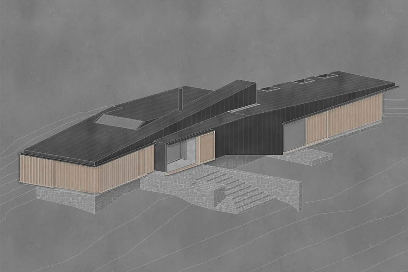 Casa Panqueco — axonométrica de la vivienda