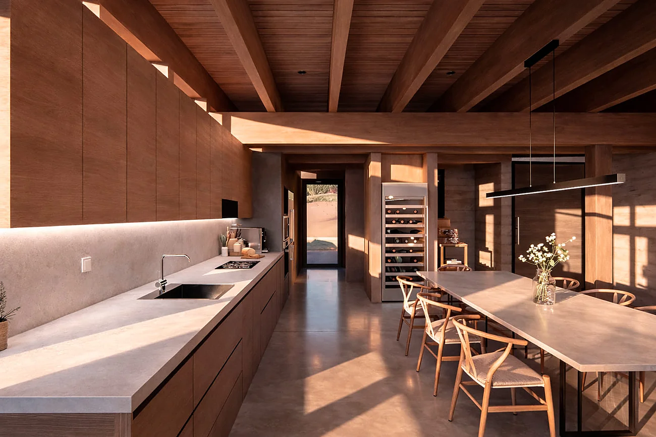 Casa Quintay — cocina y comedor en continuidad