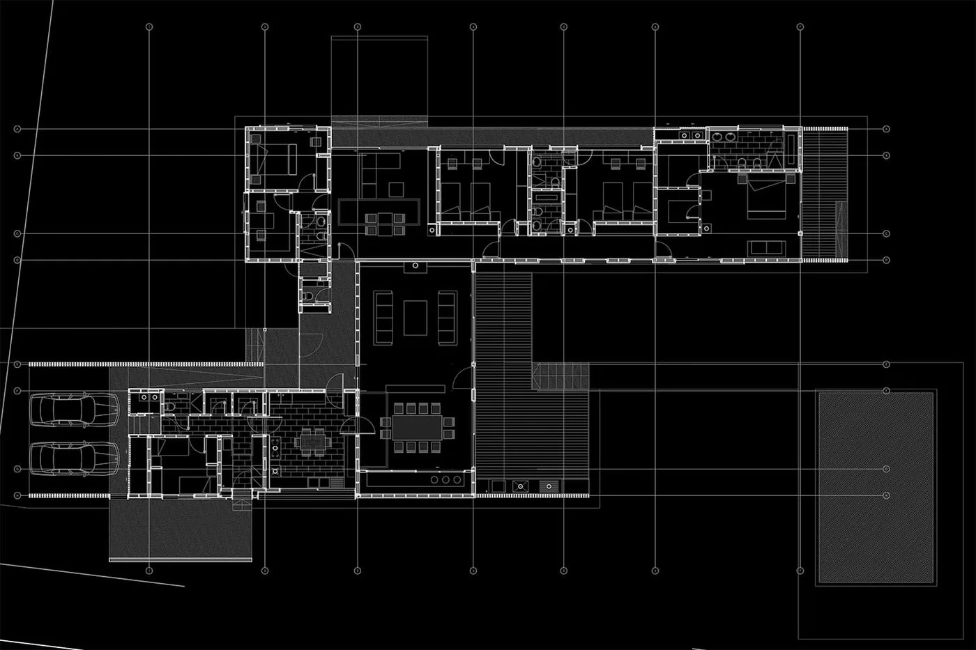 Casa TH — planta de arquitectura, vivienda en una sola planta