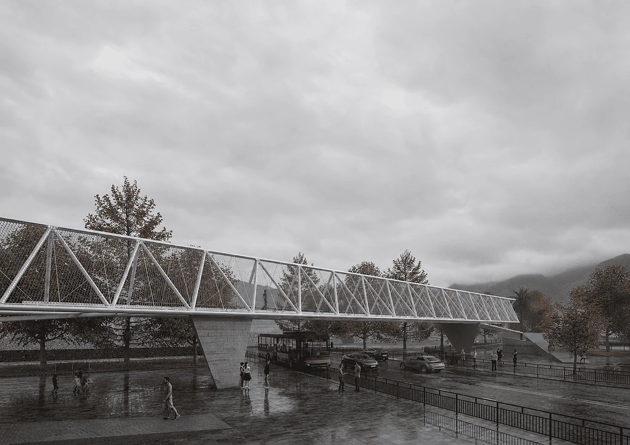 Pasarela Lo Barnechea — la estructura metálica sobre el río