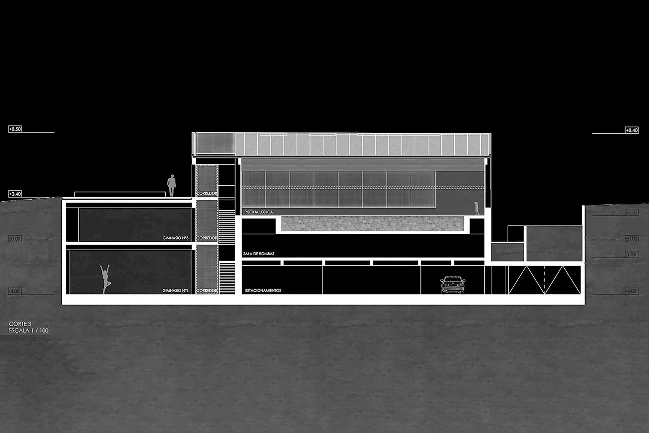 Piscina Las Condes — corte 3