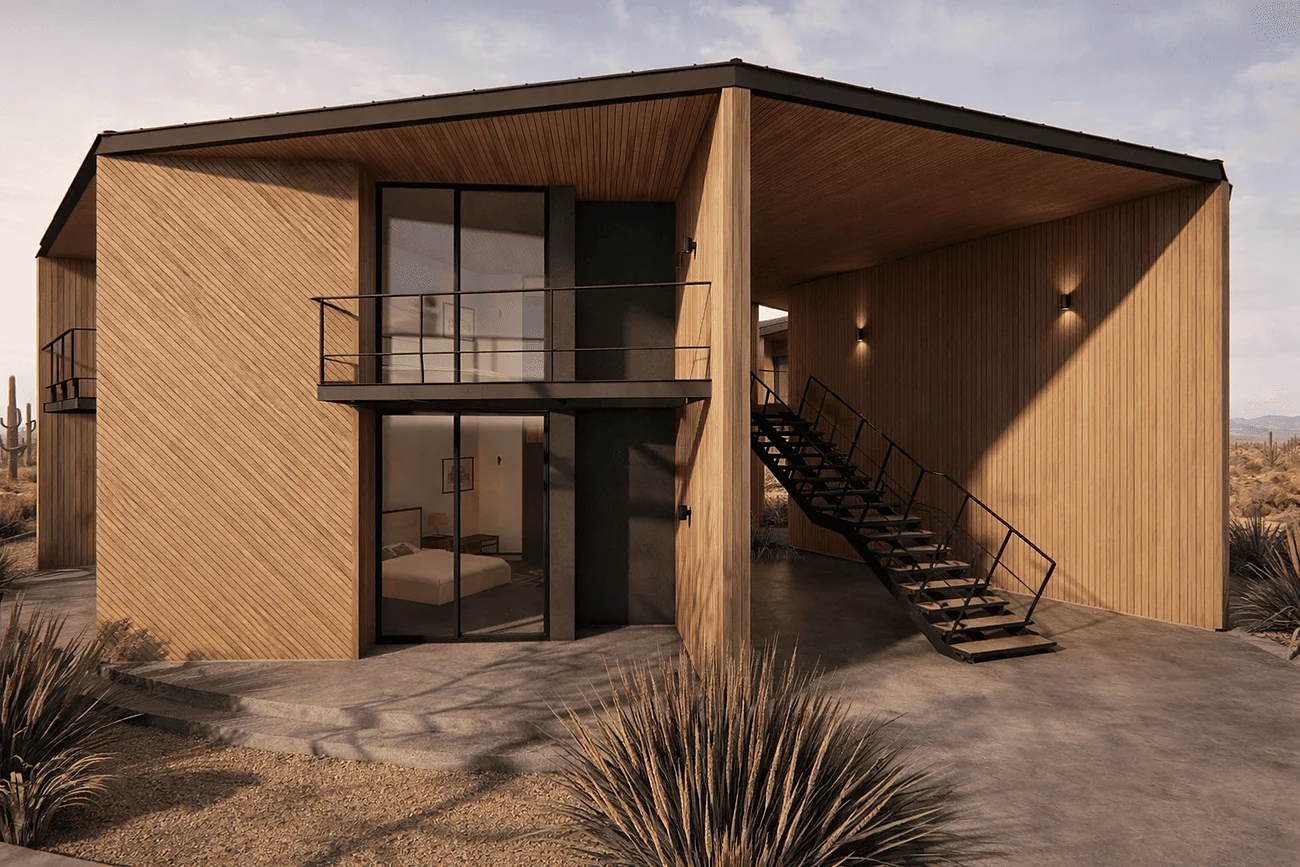 Hotel Vallenar — edificio de habitaciones: acceso y escalera exterior