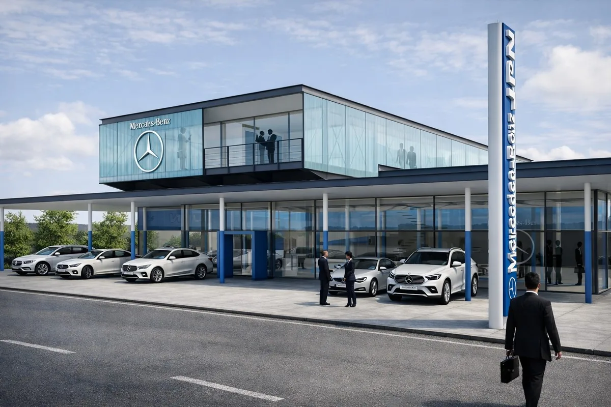 Concesionario Mercedes Benz JPN, Vitacura — vista exterior del edificio