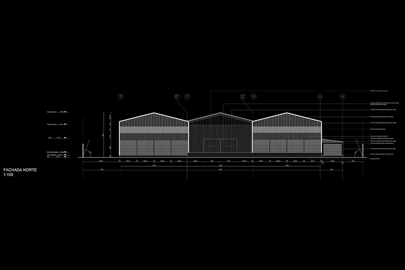 Remaval — elevación norte del galpón